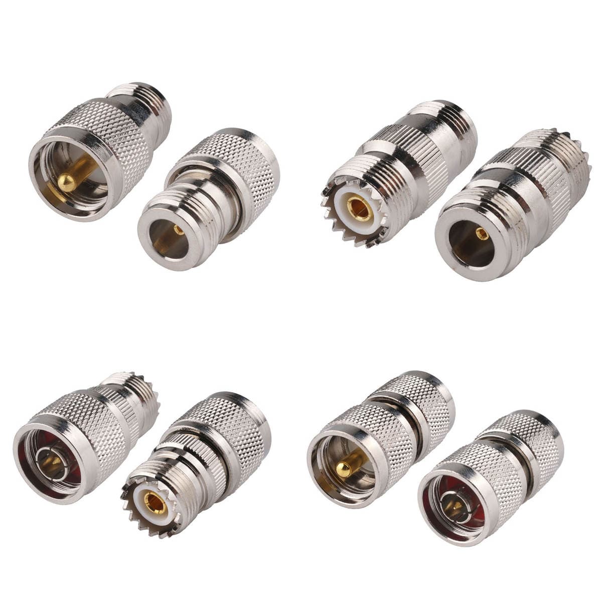 RF coaxial connector N-to-UHF adapter N-type male-female-to-UHF male-female adapter interconnection device 1