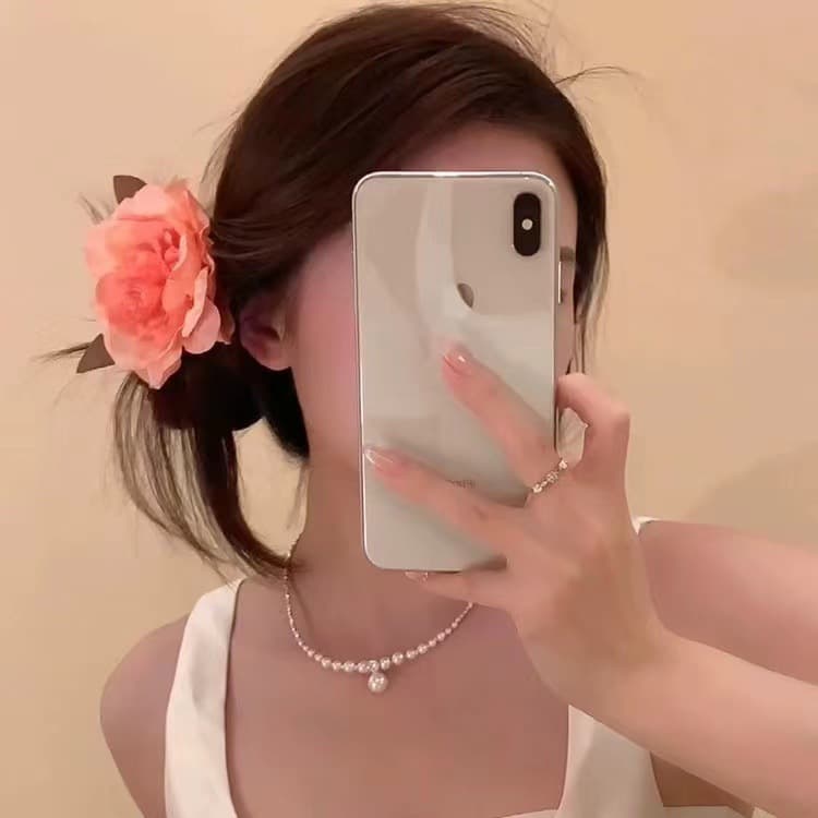 6014 resort style flower hairpin-peach pink