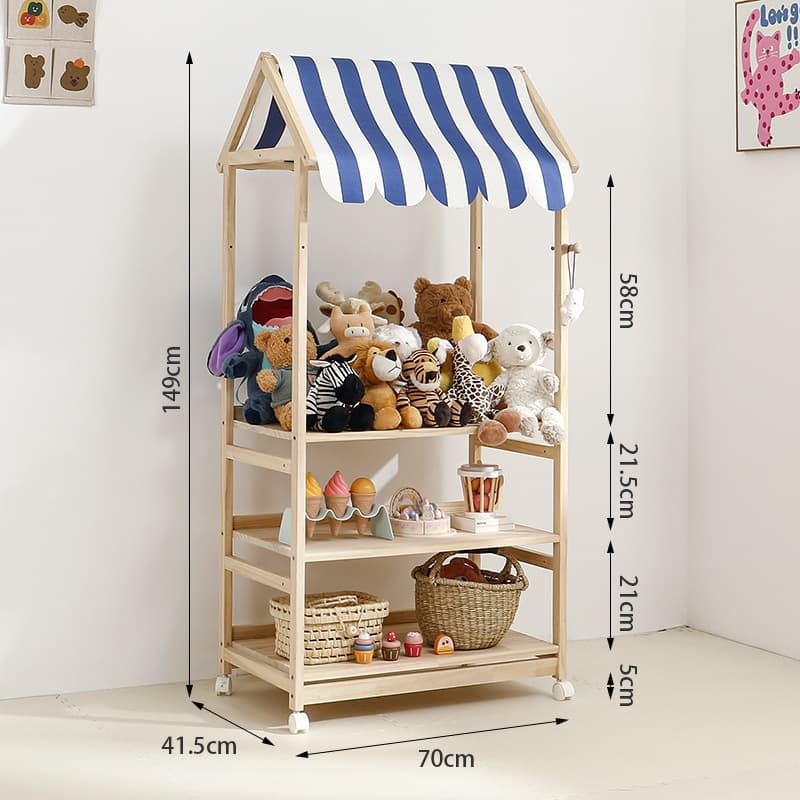Small shop a style storage rack blue-thick stripes
