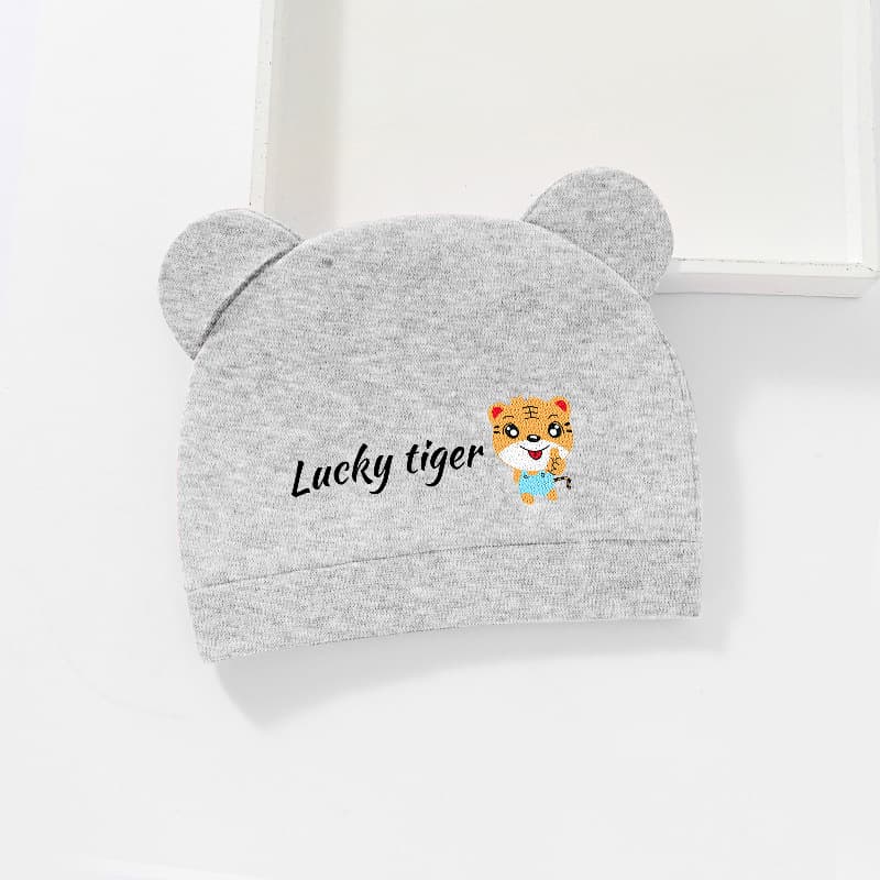 Grey Good Luck Tiger Baby Hat