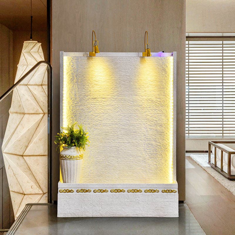 Cross-Border Minimalist Flowing Water Wall for Living Room, Circulating Water Curtain Wall, Office Floor-Standing Feng Shui Wheel Decorative Landscape Ornament 3