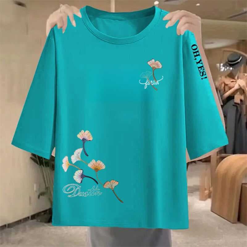 40 lake blue sleeve letters [medium] upper and lower ginkgo leaves