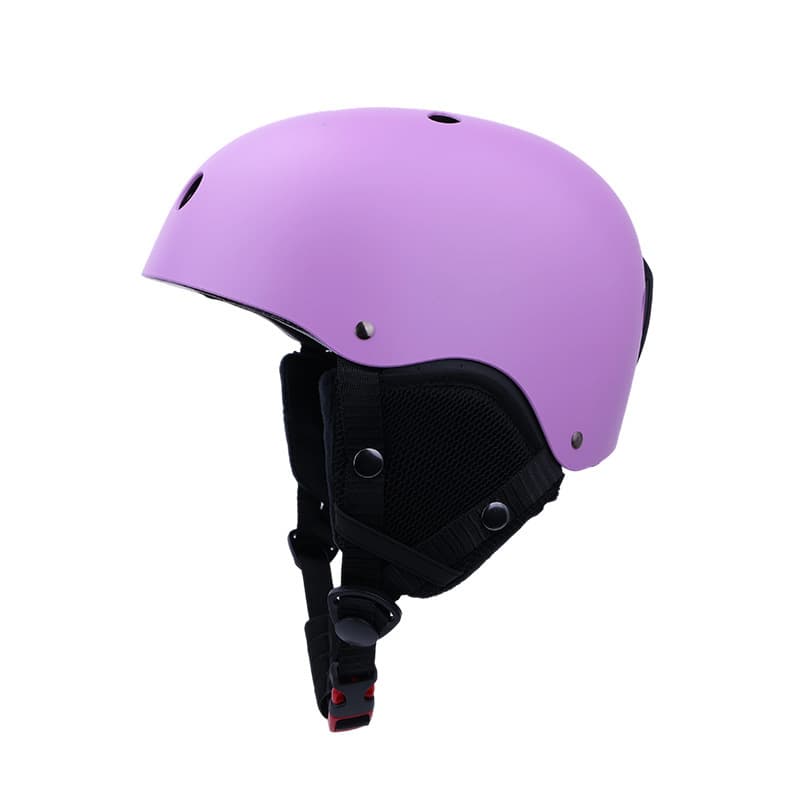 Purple ski helmet with plum blossom design, size m