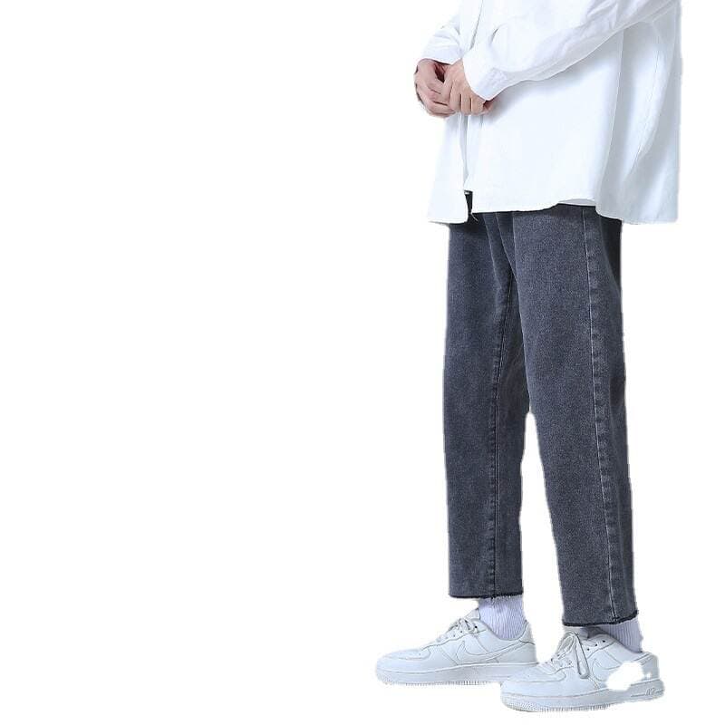 Cropped Jeans Straight Autumn Thin Men's Pants 9 Pants 2024 New Hong Kong Style Wide Leg Pants Boys' Trendy Pants 5