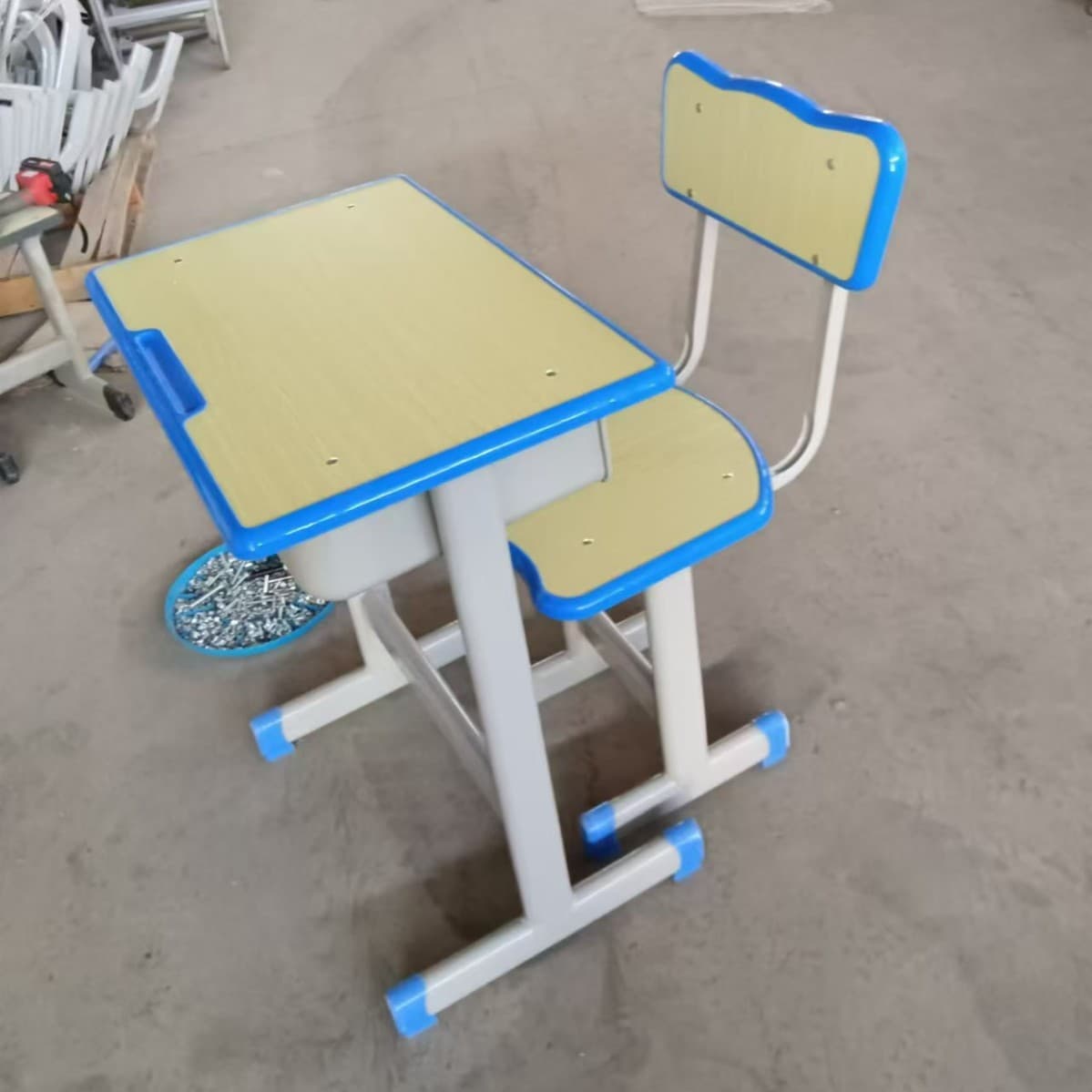 Fixed desk with chair