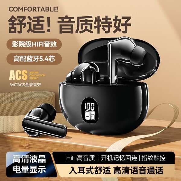 BNR Bluetooth Earphones TWS Mini with Digital Display, High Aesthetic Value, Large Battery, Sports Noise Reduction, Suitable for Apple, Huawei, Xiaomi