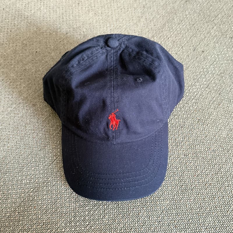 Navy blue red label