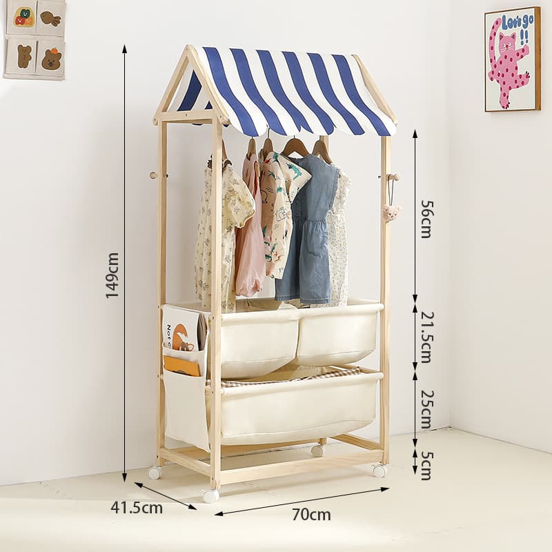 Small shop b style storage bag blue-thick stripes