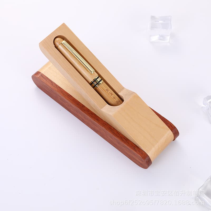 Folding gift box bamboo wood signature pen