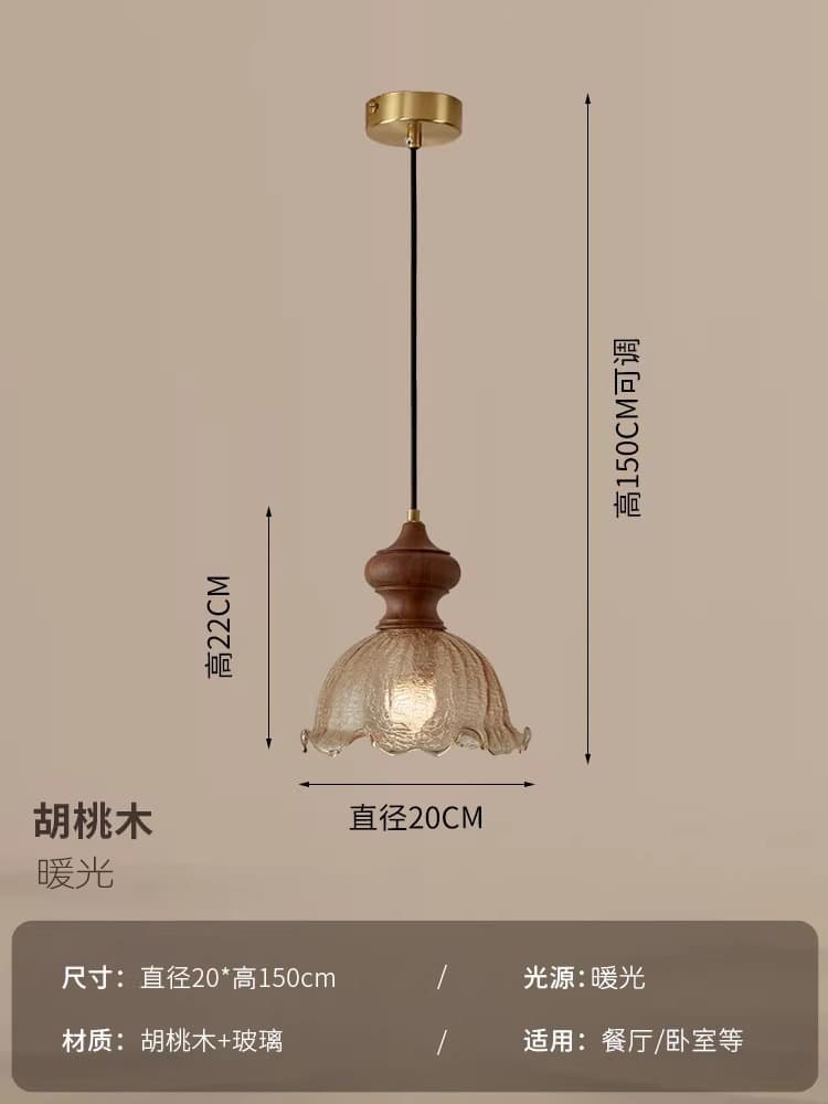Single head ice crack-walnut color+copper color-warm light-chandelier