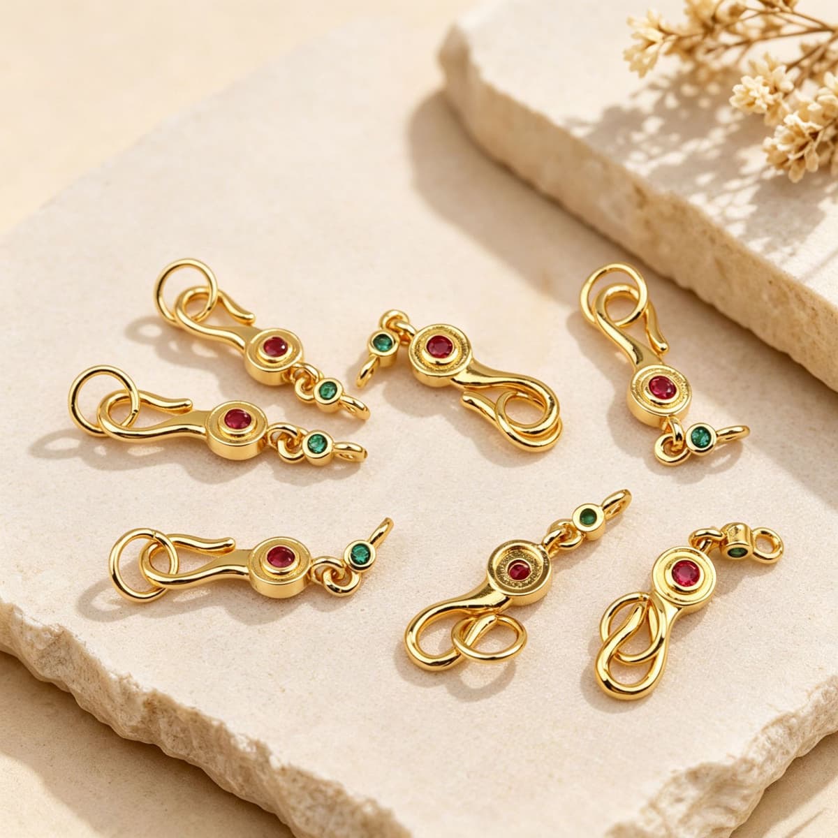 Zirconium-encrusted fishhook clasp/color-retaining 392HC