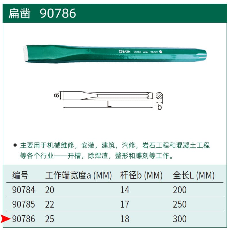 90786 flat chisel 25x300MM