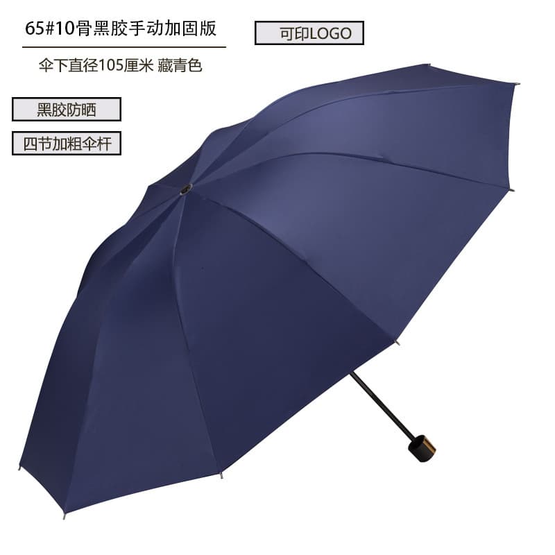 Manual 10-bone double umbrella-navy blue