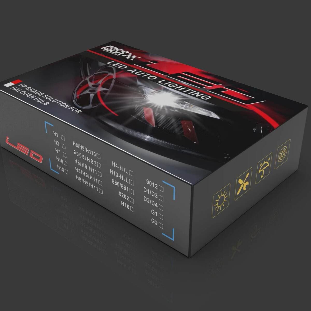 New Neutral Led Car Headlight Packaging Box, Heaven and Earth Box, Including Pearl Cotton Inner Support, Automotive Supplies Packaging 3