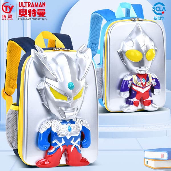 2024 New Flash Ultraman School Bag Children's Kindergarten Cartoon Mini Ultra-Light Travel Backpack Glowing
