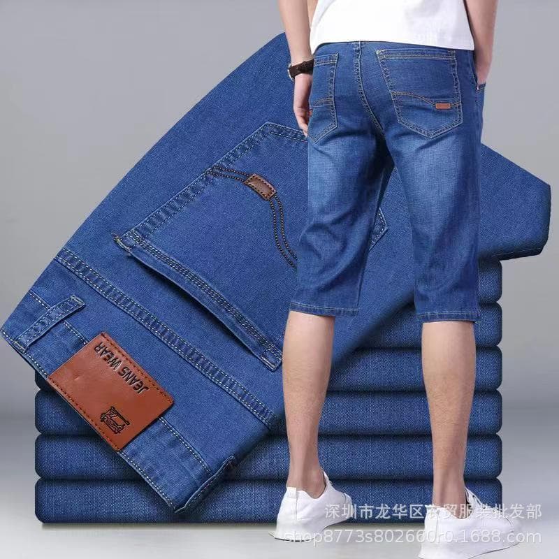 8010 light blue [elastic mid-length pants]