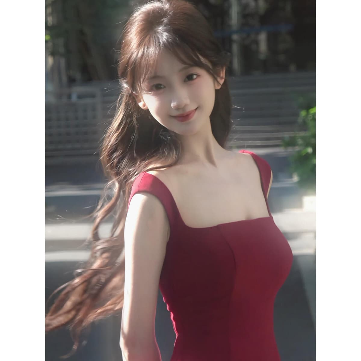 Red [short suspender skirt]