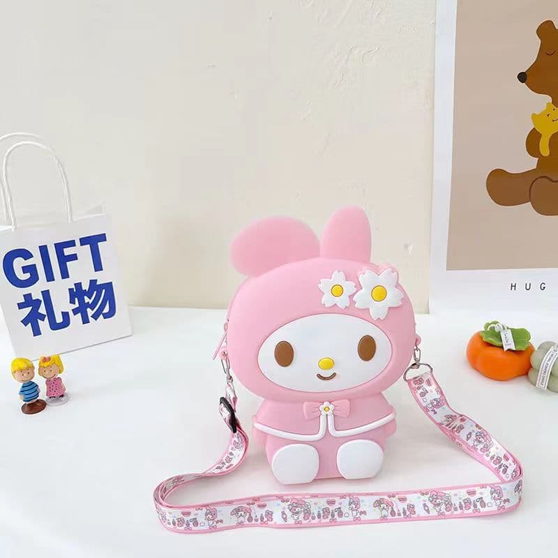 Double flower melody coin purse pink (can hold mobile phone)