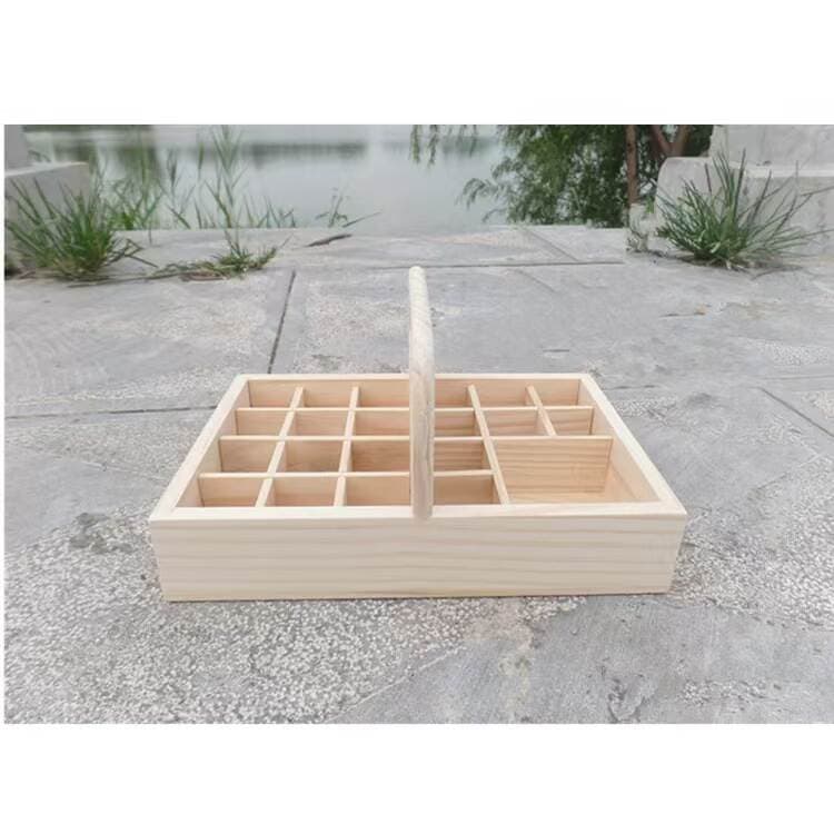 Wooden Essential Oil Box, Pine Wood Gift Storage, Solid Pine Wood 21-Compartment Portable Basket, Doterra Bottle Organizer Wooden Rack 5