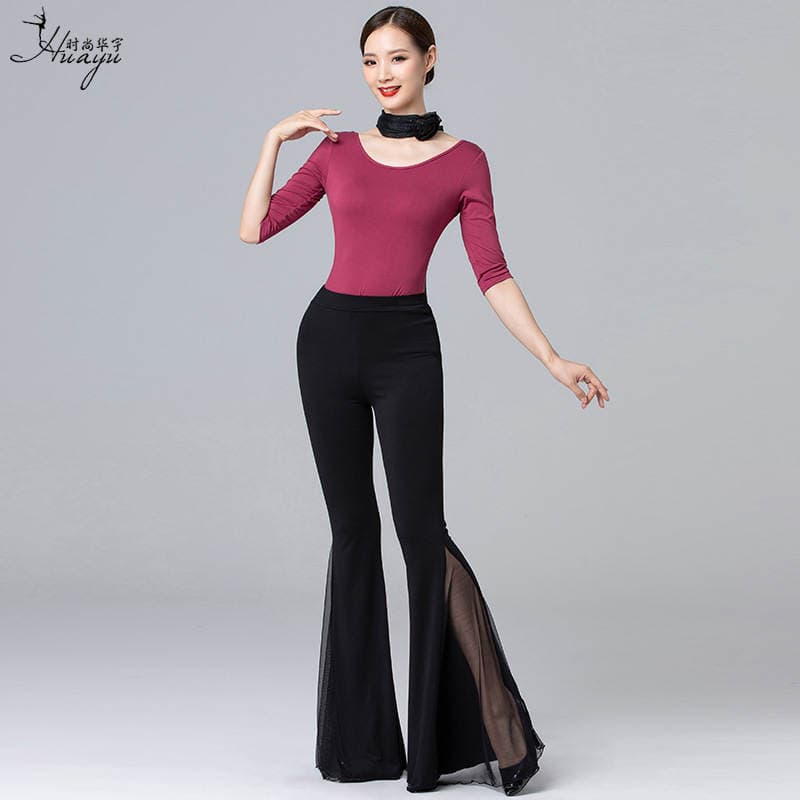 Fashion Huayu Crewneck Body Etiquette Training Clothing Modal Flared Pants Training Catwalk Practice Clothing Dance Suit 4