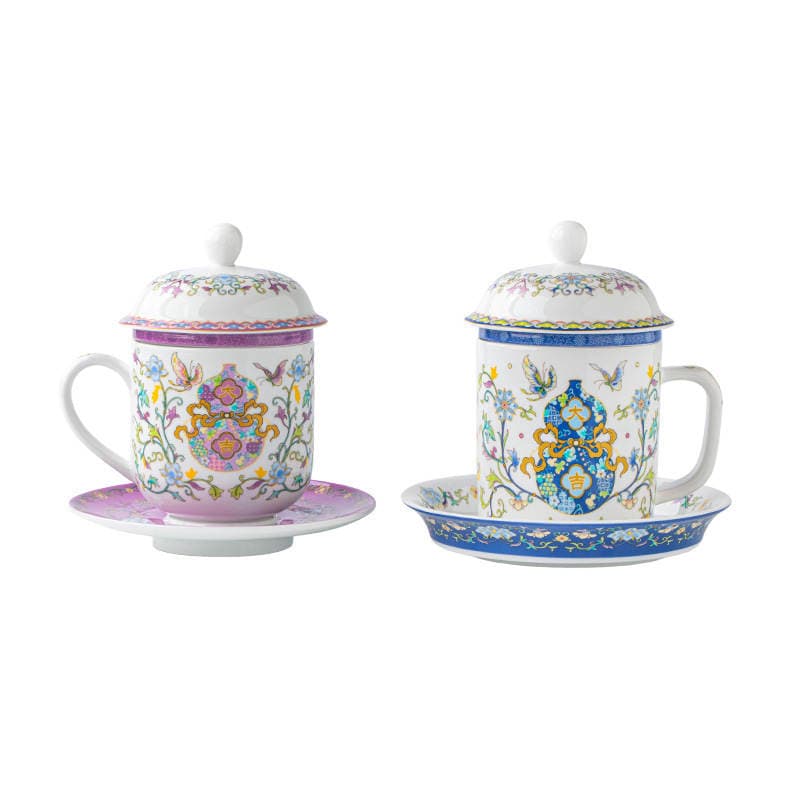 Jingdezhen Ceramic Tea Cup with Lid, Mug for Home Use, Tea Cup with Tea Tray and Tea Strainer, Chinese-Style Cup, Gift Wholesale 5