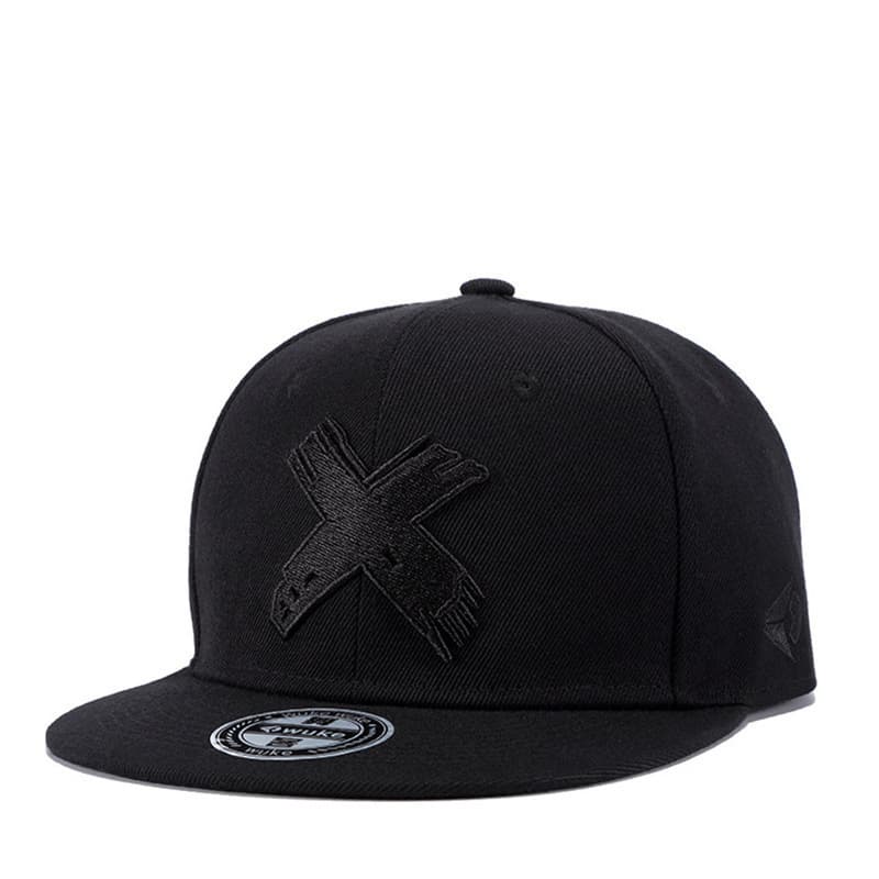 Black x flat brim hat