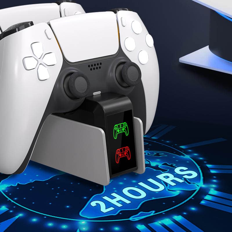 PS5 simsiz Bluetooth oyun kontrolleri üçün ikili sürətli şarj doku (işıqlı) 4