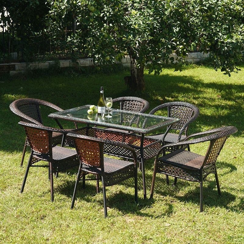 120*70 storage rectangular table + 6 chairs with cushions