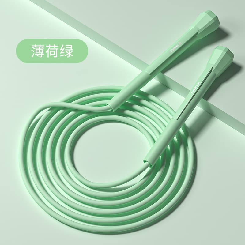 Hexagonal pen barrel skipping rope-green without logo (frosted matte rope 5mm thick suitable for 1.8m and below)