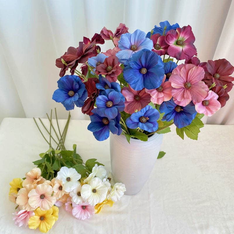 Brushed Fabric Xifu Begonia New Pastoral Style Wedding Artificial Begonia Flowers for Living Room Home Decor Fake Flowers 2