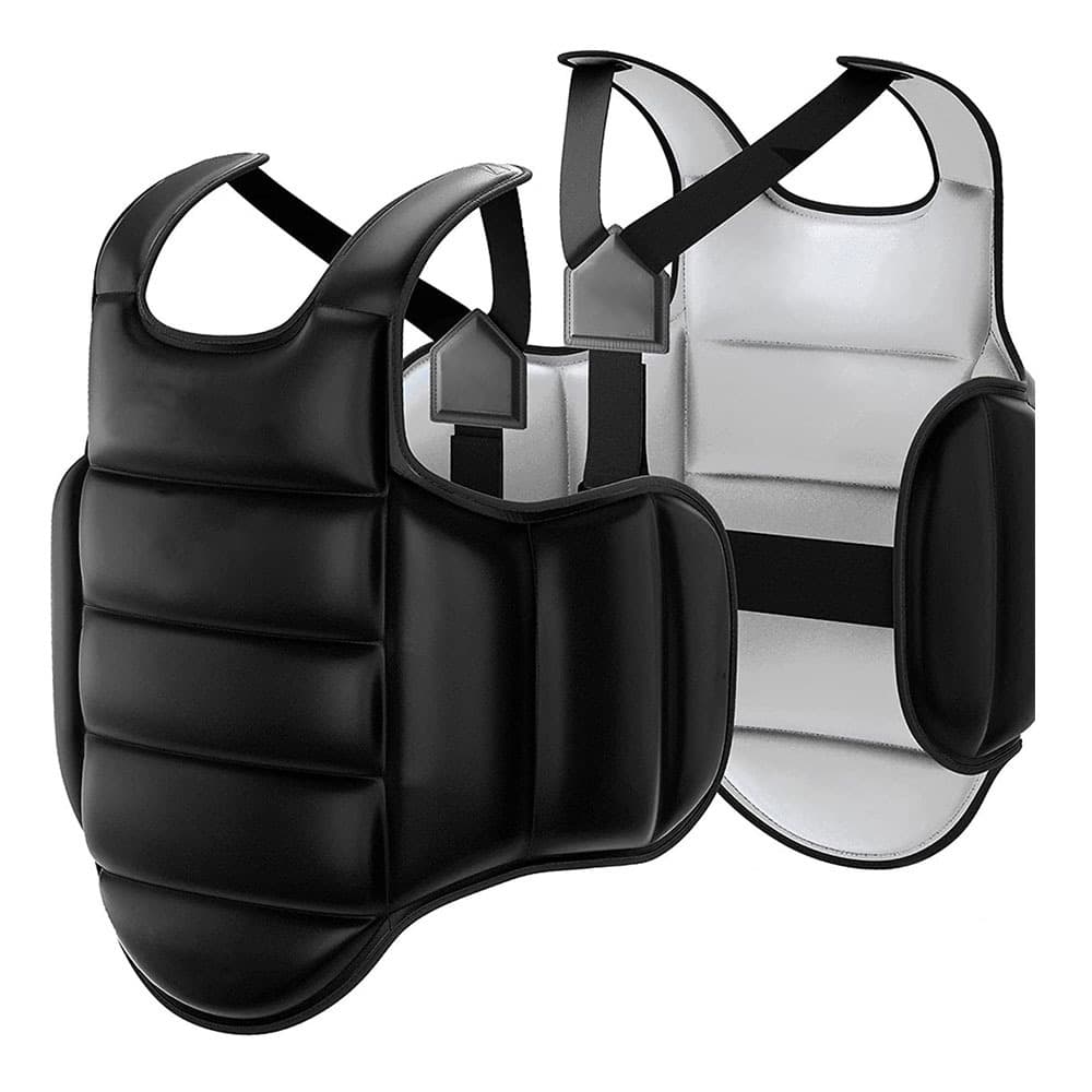 Black and white karate breast protector