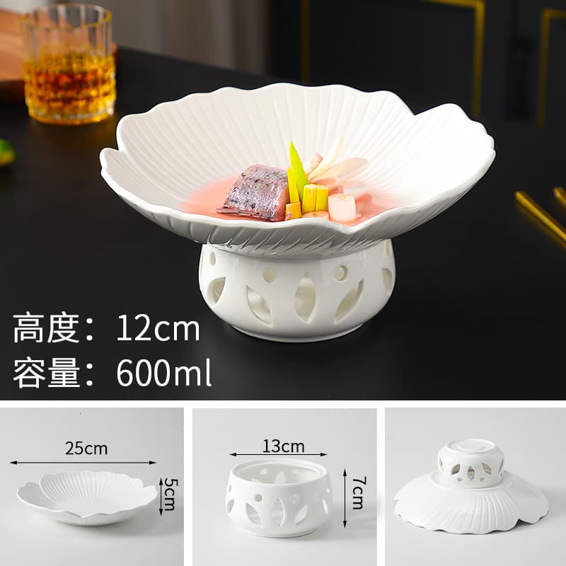 10inch flower-shaped soup plate with large magnolia stove (20 candles included)