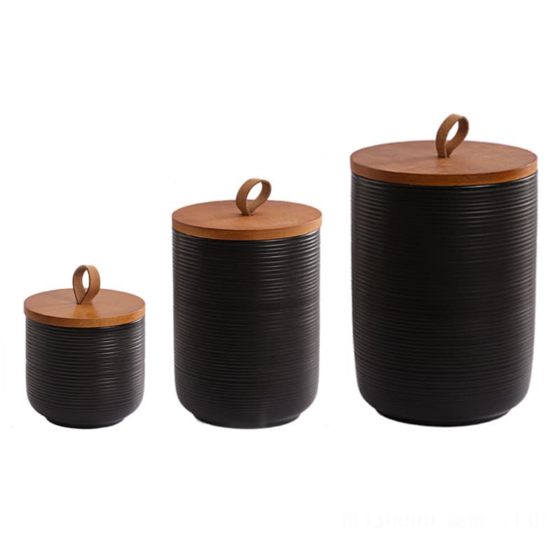 Brushed sealed jar-matte black (portable lid 3-piece set)-small 1/medium/large