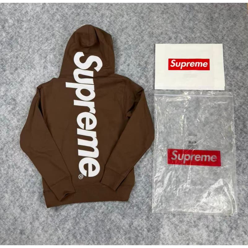 E550 # Classic large logo hooded sweatshirt coffee color