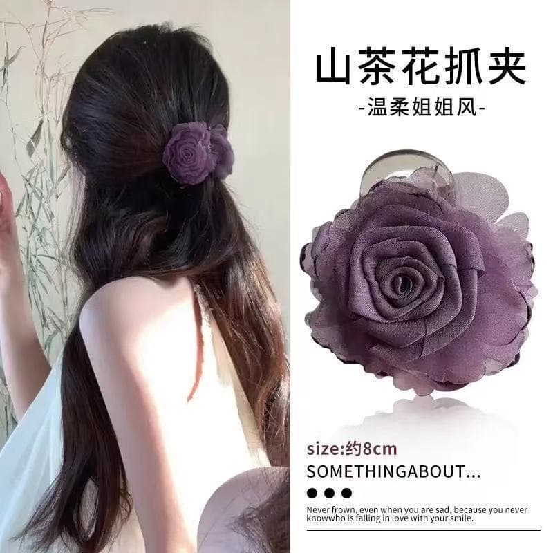 5092 handmade flower clip-purple