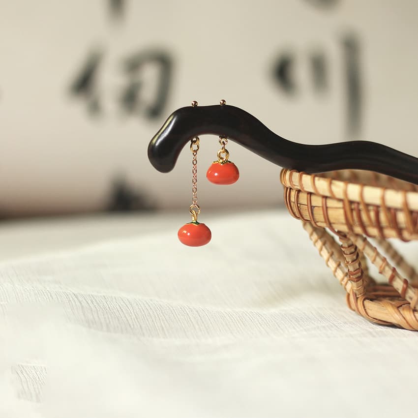 Double persimmon pendant [natural ebony]