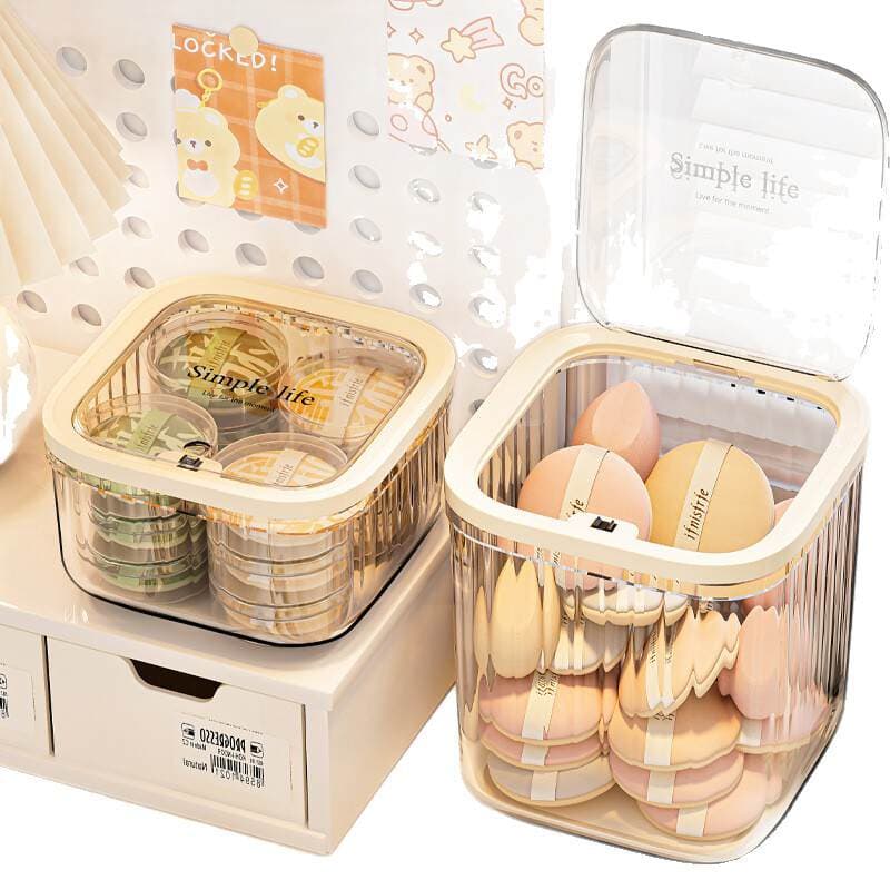 Powder Puff Storage Box Desktop Cosmetics Acrylic Disposable Lipstick Skin Care Mini Flip-Top Sundries Transparent Storage Rack 5