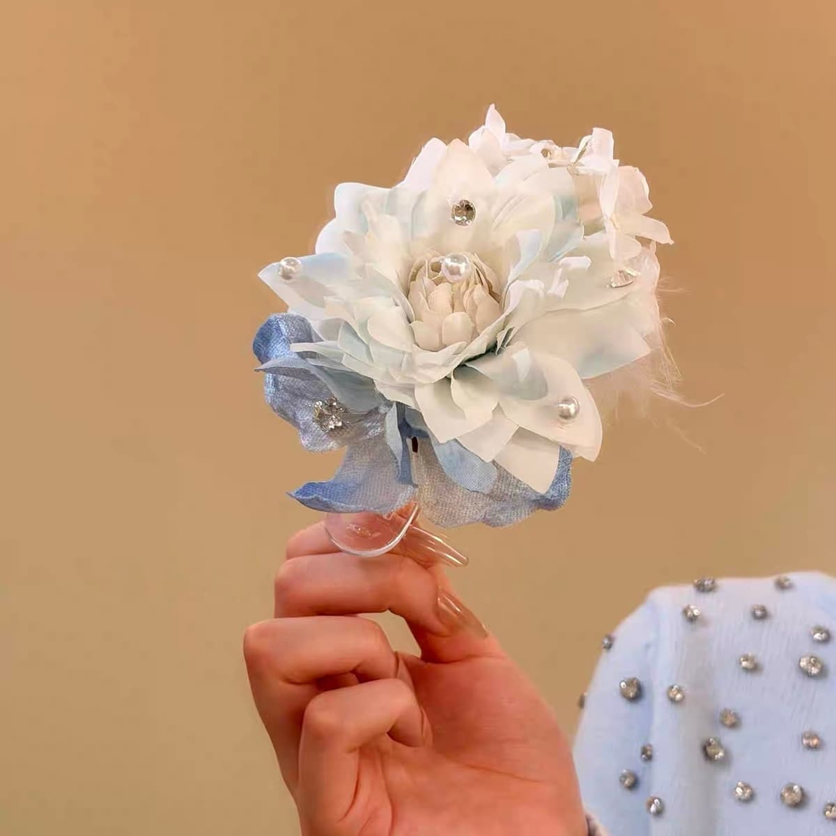 Super fairy blue flower hairpin