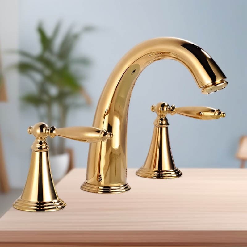 Üç dəlikli lavabo üçün üç hissəli kran dəsti. 2