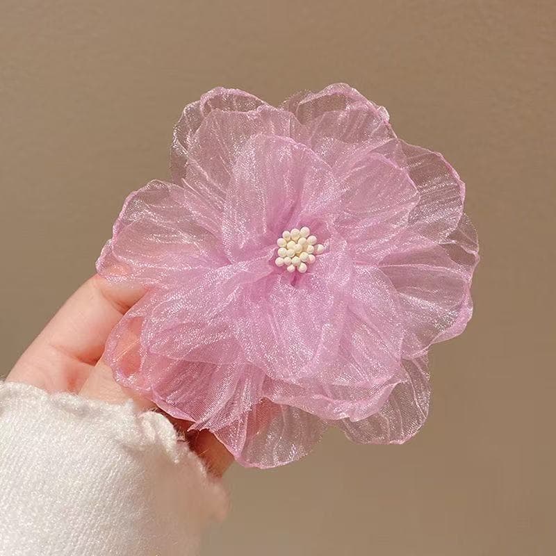6007 mesh flower hair clip-purple