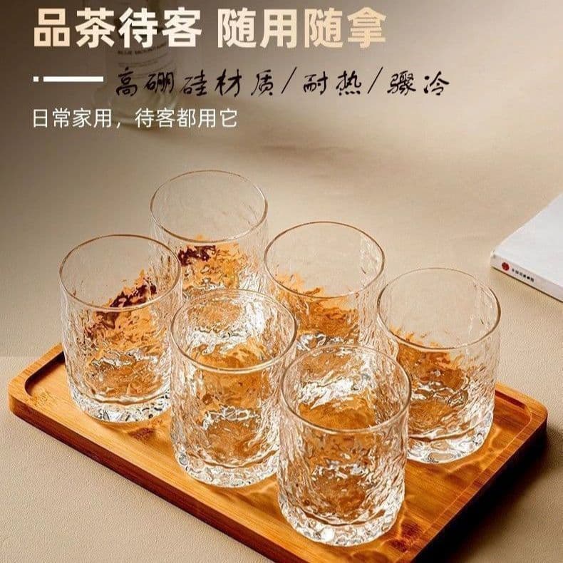 Six water glasses [without tray]