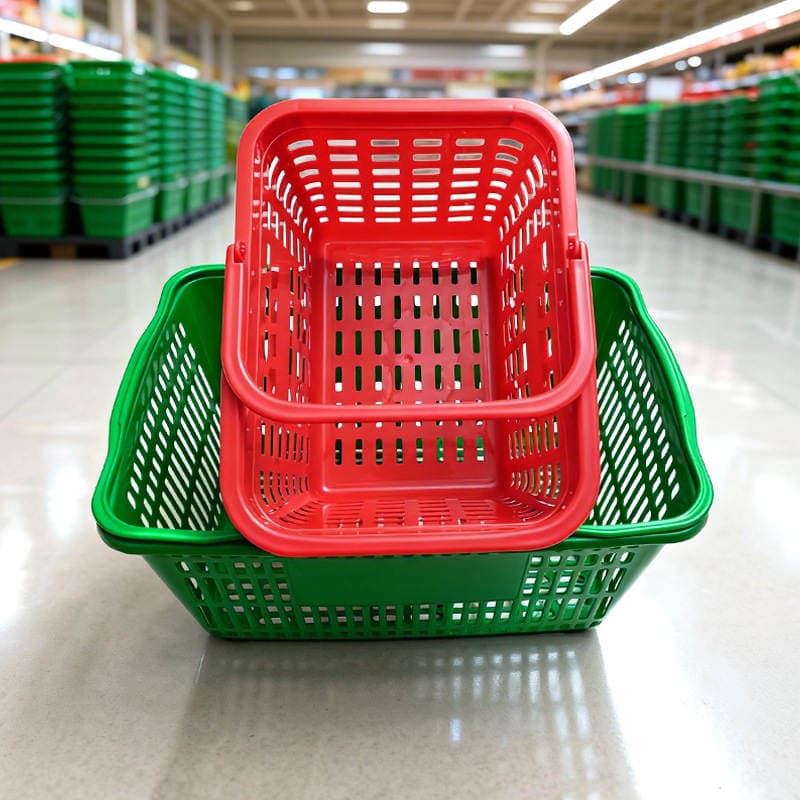 Böyük Qalınlaşdırılmış Metal Tutacaqlı Supermarket Səbəti, Kommersiya İstifadəsi üçün Portativ 4