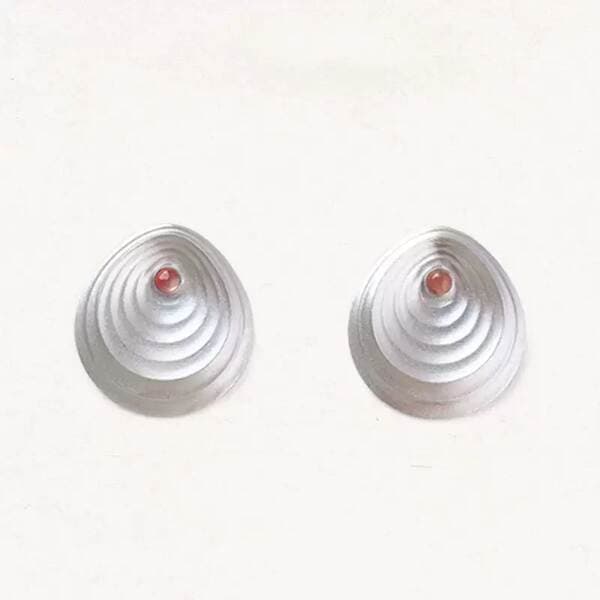 French-Style Light Luxury Retro Minimalist Niche Design Round Ripple Inlaid Red Agate 925 Silver Needle Personality Stud Earrings
