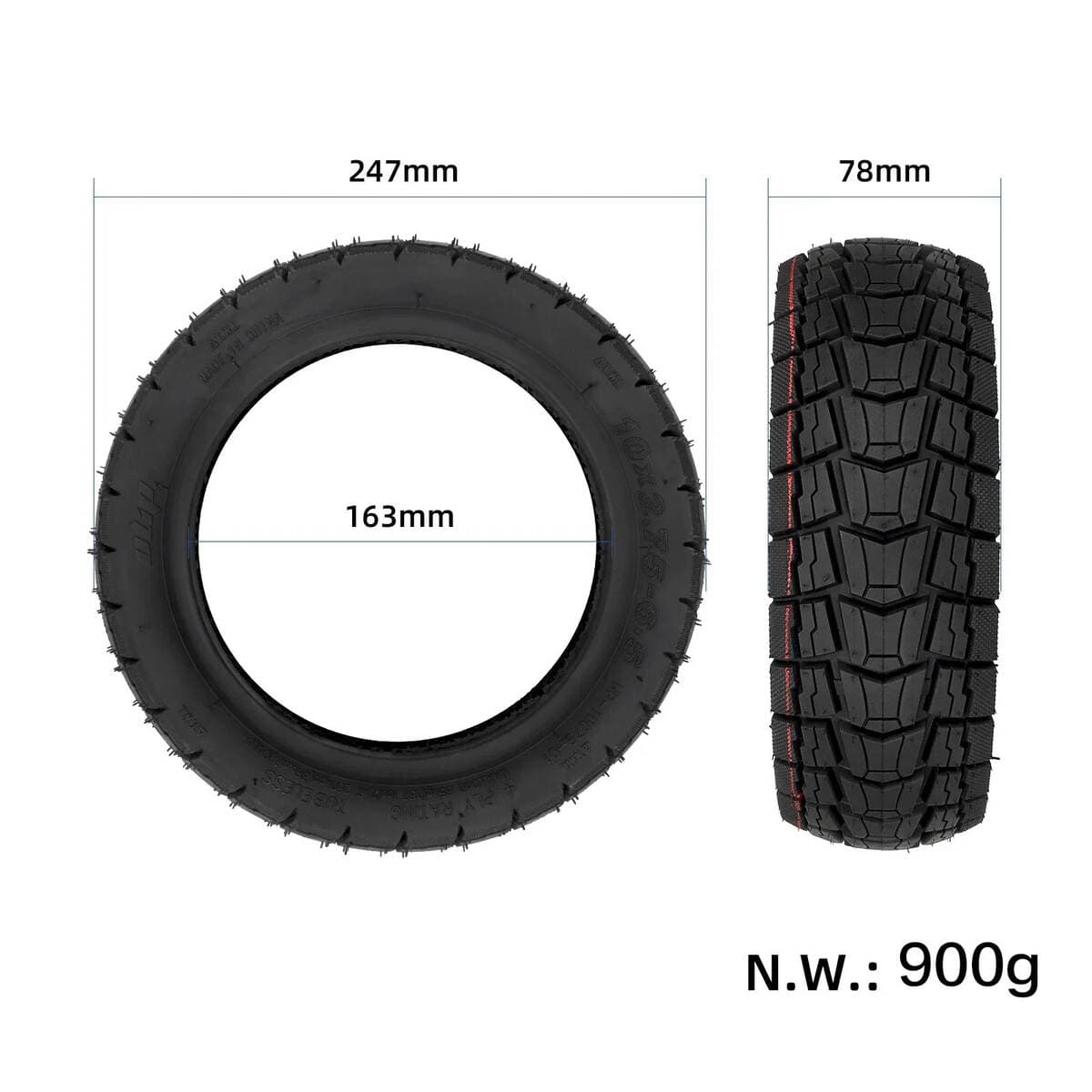 Ulip10*2.75-6.5 All-Terrain Vacuum Tire Suitable for Kukirin Electric Scooter Anti-Slip Inflatable Tire 2