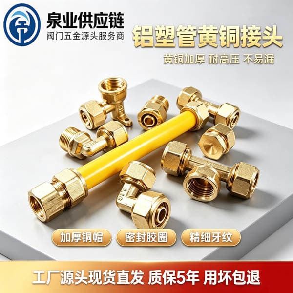 Solar Aluminum plastic pipe joint direct elbow 4 points 12 1620 Aluminum plastic pipe three-way joint brass pipe fittings