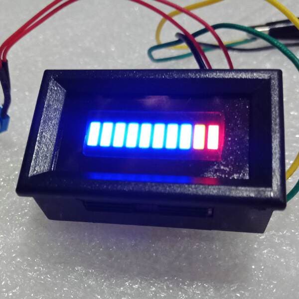 Car, Motorcycle Restoration Instrument LED Straight Bar Oil Gauge 12V Blue Plastic Shell Display Oil Gauge