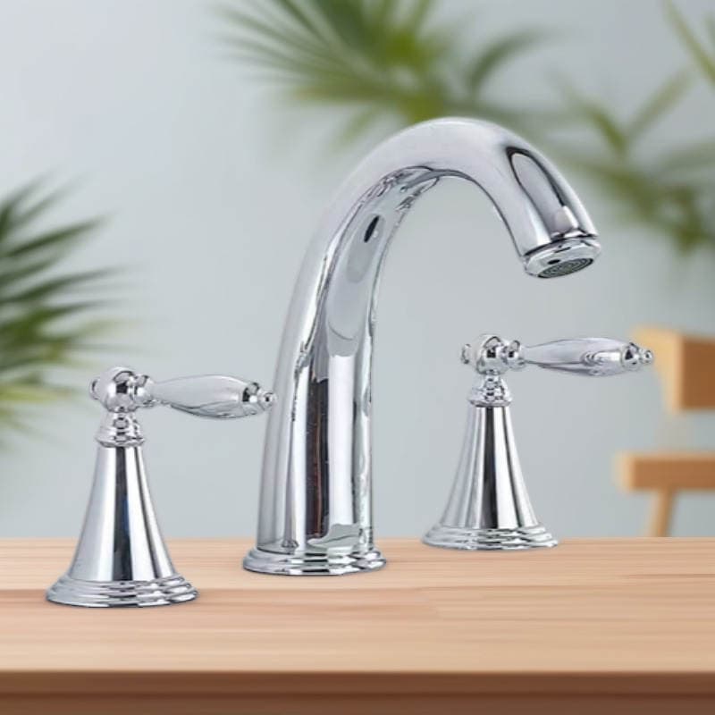 Üç dəlikli lavabo üçün üç hissəli kran dəsti. 4