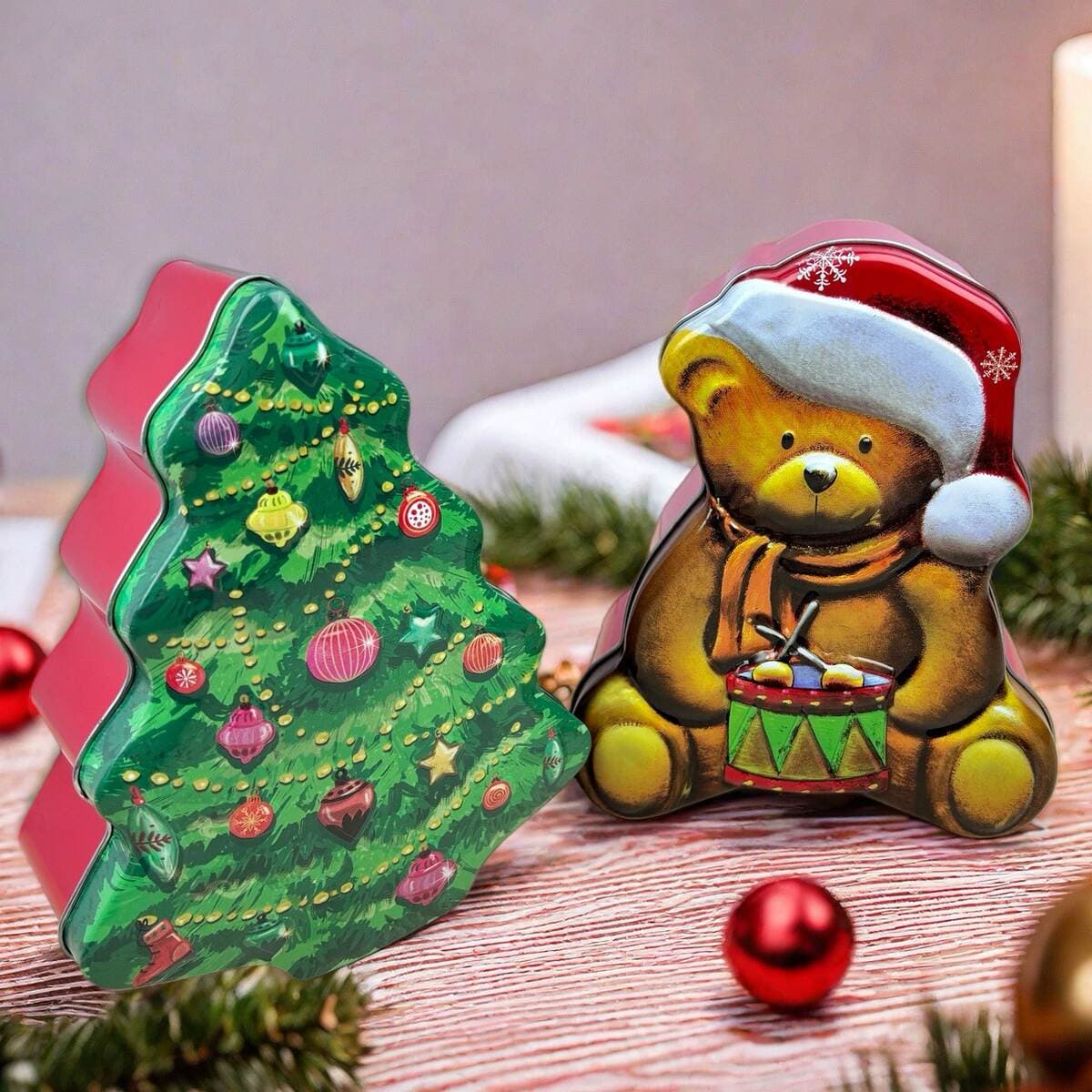 In-Stock Christmas Cookie Tin Box Packaging, Snowflake Crisp Empty Tin, Candy Box, Round Cartoon Gift Box 2
