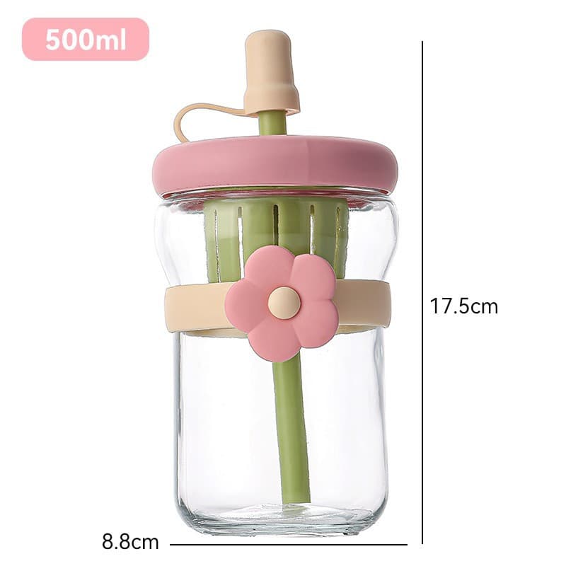 ☆※★Pink flower cup (with straw)☆※★