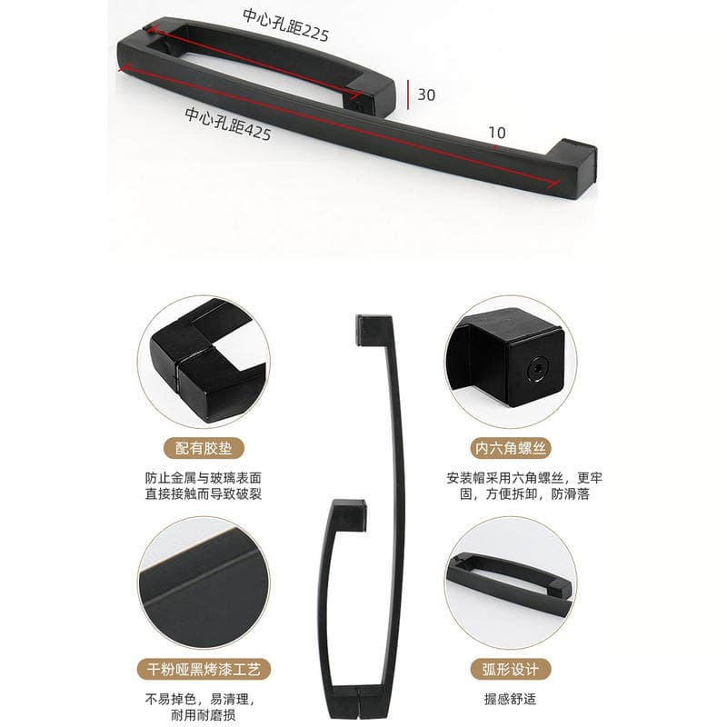 Door Glass Door Stainless Steel Handle Door Handle Bathroom Handle Shower Room Door Handle Bathroom L-Shaped Handle 2
